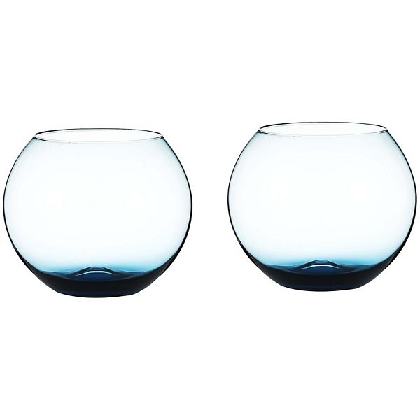 Berkware Set Of 4 Sparkling Blue Colored Stemless Wine Glass (19oz