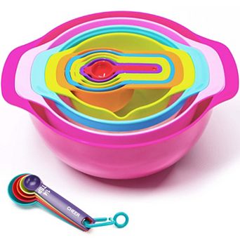 Cheer Collection 15 pc Nested Bowl, Strainer and Measuring Utensil Set