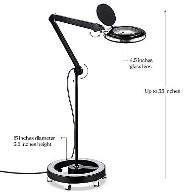 Brightech Lightview Pro 55 In. Led Rolling Floor Lamp (2.25x) With 3-way Dimming