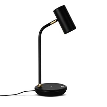 Brightech Ezra 16.5" Led Table Lamp With Wireless Charging Pad And Rotating Shade
