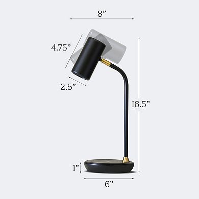 Brightech Ezra 16.5" Led Table Lamp With Wireless Charging Pad And Rotating Shade