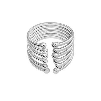 Sterling Silver Ribbed Open Front Ring