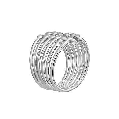 Sterling Silver Ribbed Open Front Ring