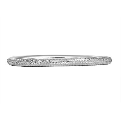 Argento Forte Sterling Silver Textured Bangle Bracelet