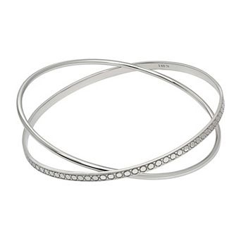 Argento Forte Sterling Silver Criss Cross Slip Bangle Bracelet