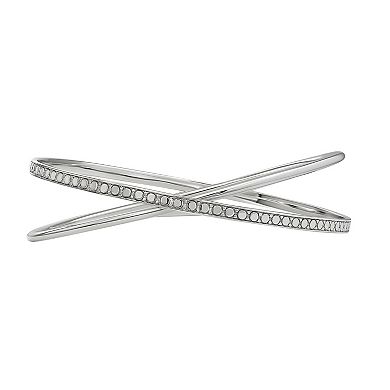 Argento Forte Sterling Silver Criss Cross Slip Bangle Bracelet