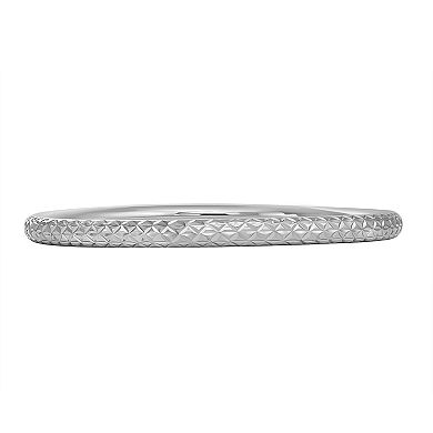 Argento Forte Sterling Silver Textured Bangle Bracelet