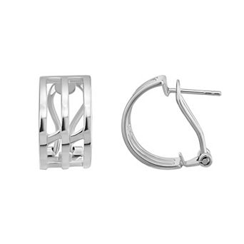Argento Forte Sterling Silver 3 Row Omega Hoop Earrings