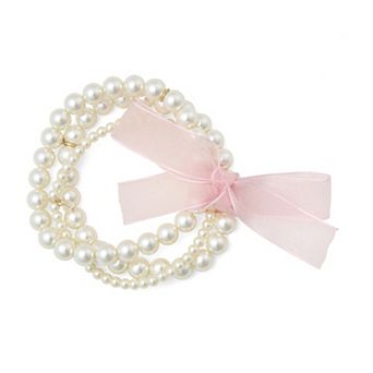 You're Invited Silver Tone Crystal & Simulated Pearl Stretch Bracelets Set