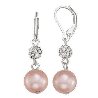 You're Invited Silver-Tone Leverback Simulated Pearl Double Drop Earrings