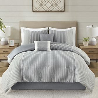 Madison Park Bristol 6 pc Striped Comforter Set With Throw Pillows