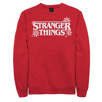 Men's Stranger Things Holidays Snowflakes White Logo Sweatshirt
