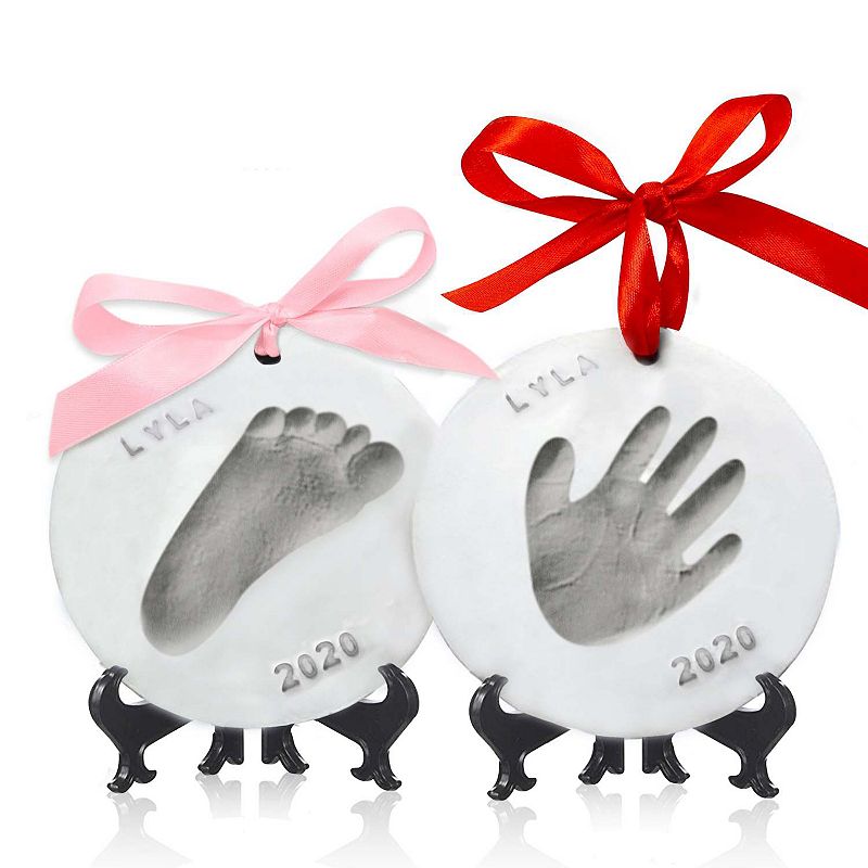 KeaBabies Duo Baby Hand and Footprint Kit, Baby Handprint Kit, Newborn Photo Frame, Baby Keepsake for New Mom - Alpine White