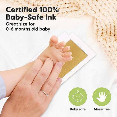 Keababies 2pk Inkless Ink Pad For Baby Hand And Footprint Kit, Clean Touch Dog Paw, Nose Print Kit