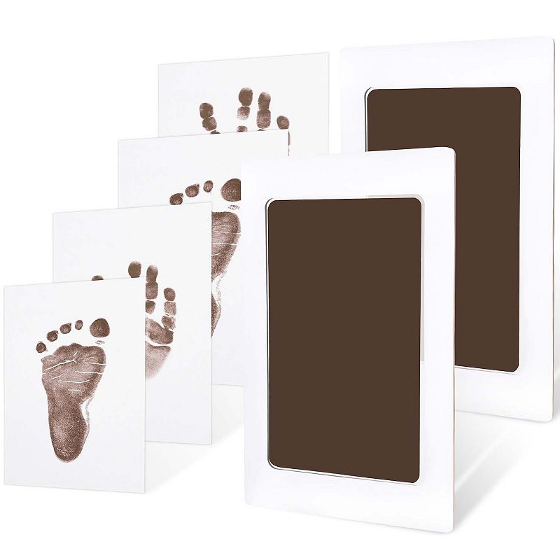 KeaBabies Duo Baby Hand and Footprint Kit, Baby Handprint Kit, Newborn Photo Frame, Baby Keepsake for New Mom - Cloud Gray