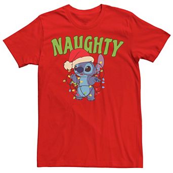 Men's Disney's Lilo & Stitch Naughty Colors Christmas Lights Tee