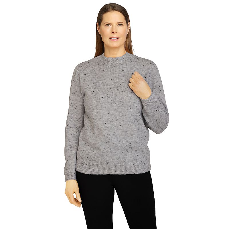 Womens Alfred Dunner Classics Cashmelon Mockneck Sweater, Size: Small, Gre
