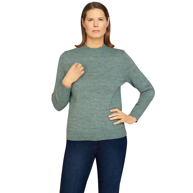 Womens Alfred Dunner Classics Cashmelon Mockneck Sweater, Size: Large, Gre