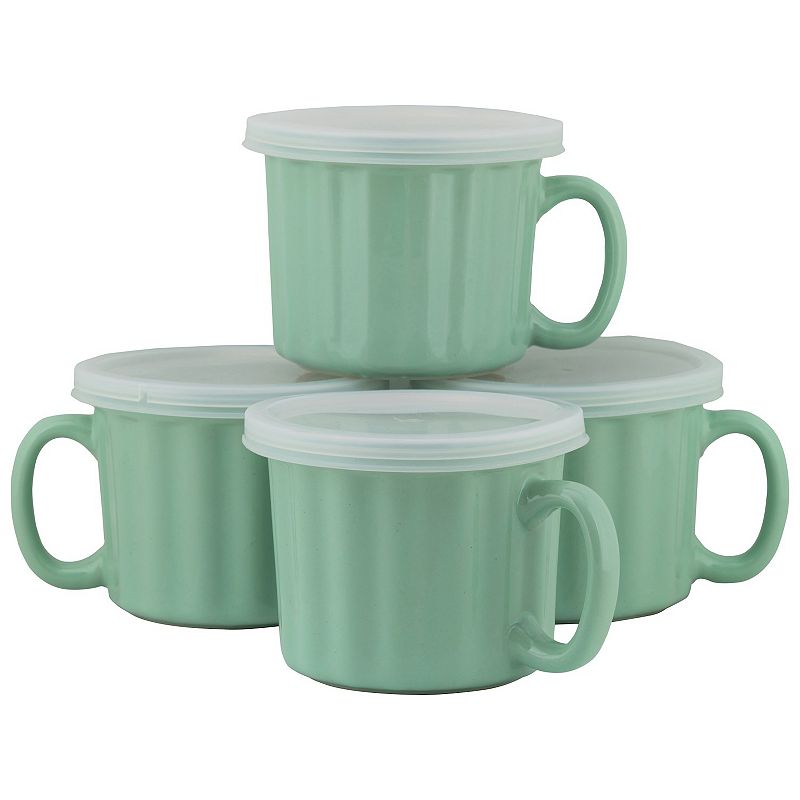 10 Strawberry Street 4-pc. Soup Mug with Lid Set, Green, SOUP CUP