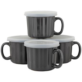 10 Strawberry Street 4 pc Soup Mug with Lid Set