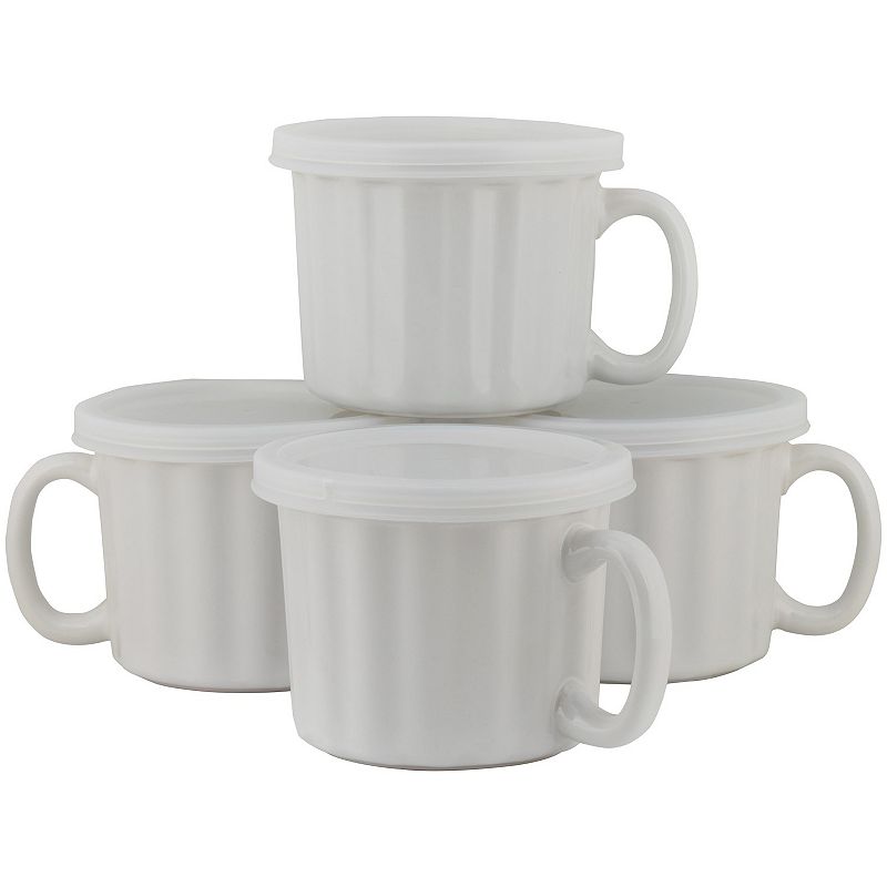 10 Strawberry Street 4-pc. Soup Mug with Lid Set, White, SOUP CUP
