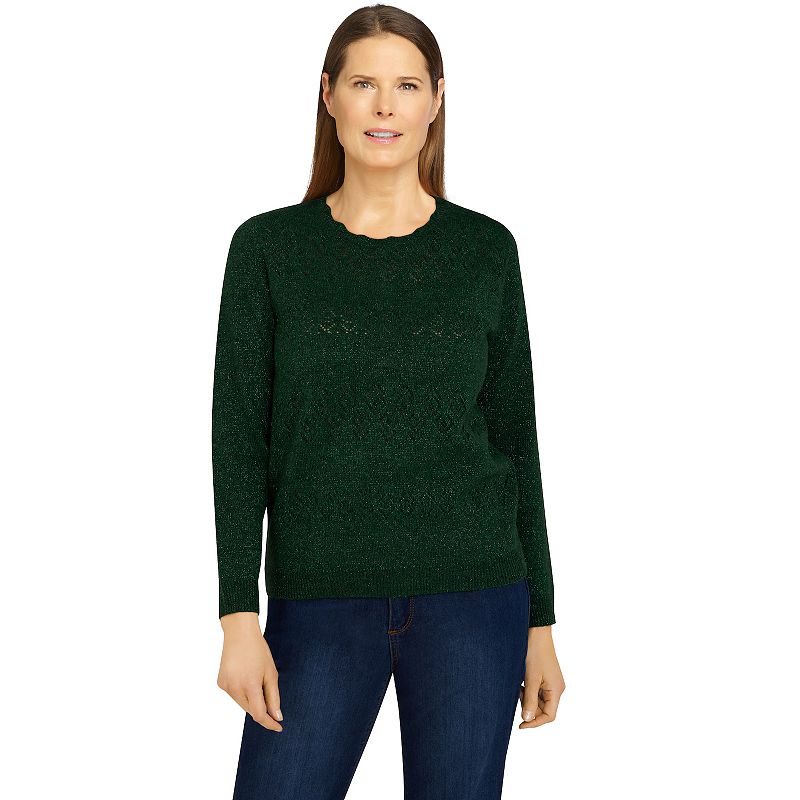 Womens Alfred Dunner Classics Cashmelon Sweater, Size: Large, Green