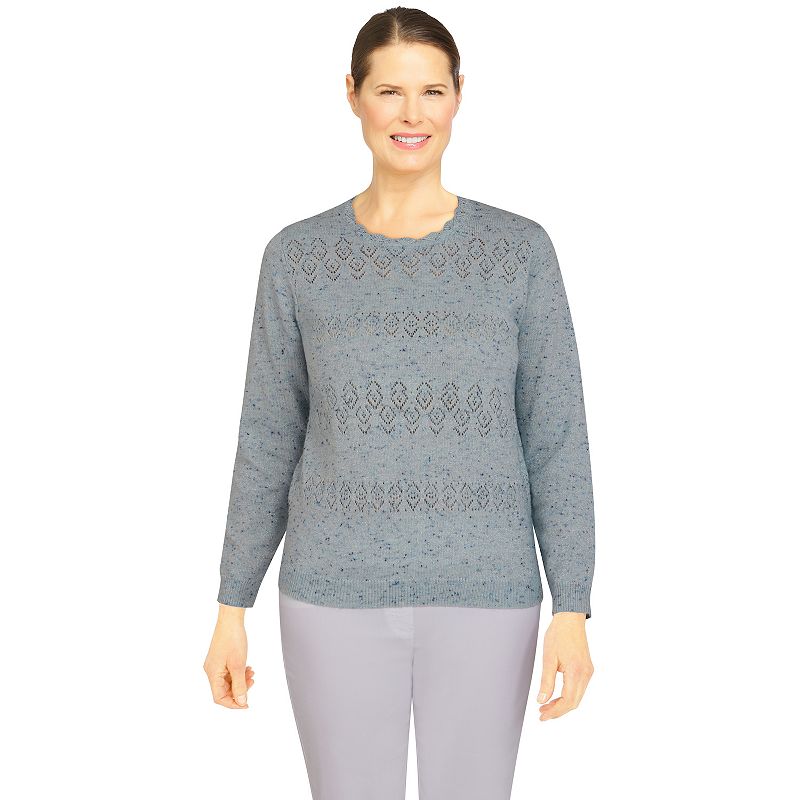 Womens Alfred Dunner Classics Cashmelon Sweater, Size: Small, Blue