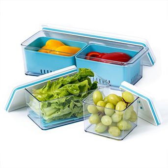 Lille Home Stackable Produce Saver, Organizer Bins/Storage Containers, Set of 3
