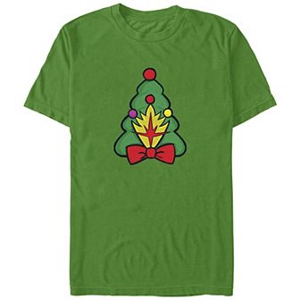 Men's Guardians Of The Galaxy Holidays Special Little Christmas Tree Badge Graphic Tee