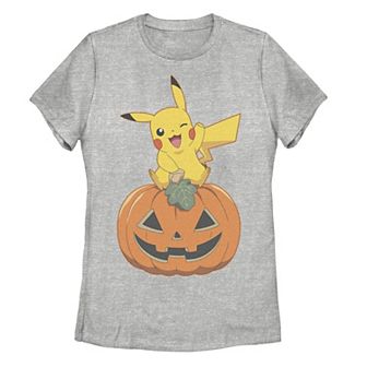 Juniors' Pokémon Pikachu Sitting On Pumpkin Halloween Tee