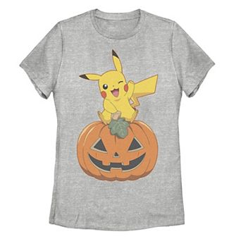 Juniors' Pokémon Pikachu Sitting On Pumpkin Halloween Tee