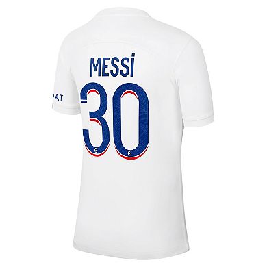 Youth Nike Lionel Messi White Paris Saint-Germain 2022/23 Third Breathe ...