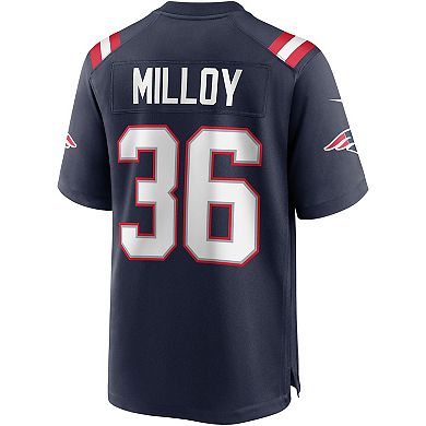 Men's Nike Lawyer Milloy Navy New England Patriots Game Retired Player Jersey