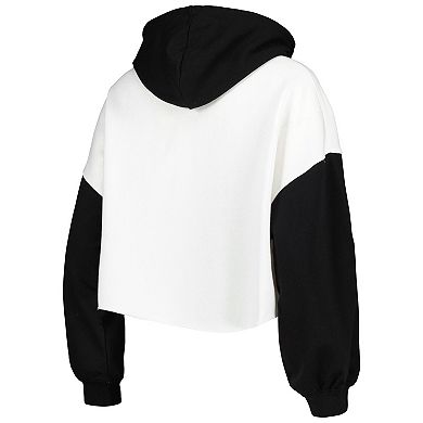Women's Gameday Couture White/Black Florida Gators Good Time Color Block Cropped Hoodie