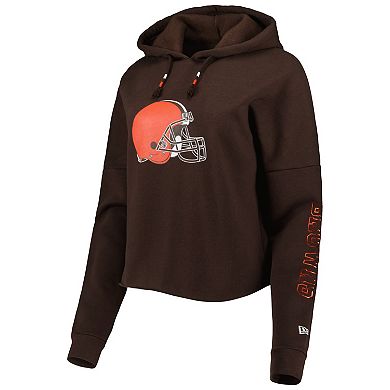 Women's New Era Brown Cleveland Browns Foil Sleeve Pullover Hoodie