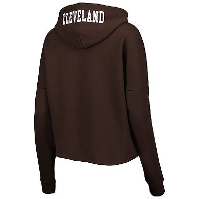 Women's New Era Brown Cleveland Browns Foil Sleeve Pullover Hoodie