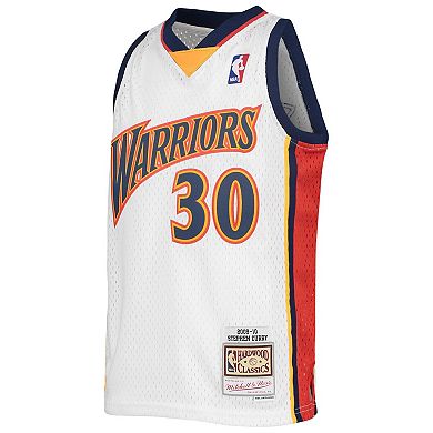 Youth Mitchell & Ness Stephen Curry White Golden State Warriors 2009-10 Hardwood Classics Swingman Jersey