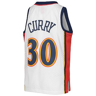 Youth Mitchell & Ness Stephen Curry White Golden State Warriors 2009-10 Hardwood Classics Swingman Jersey