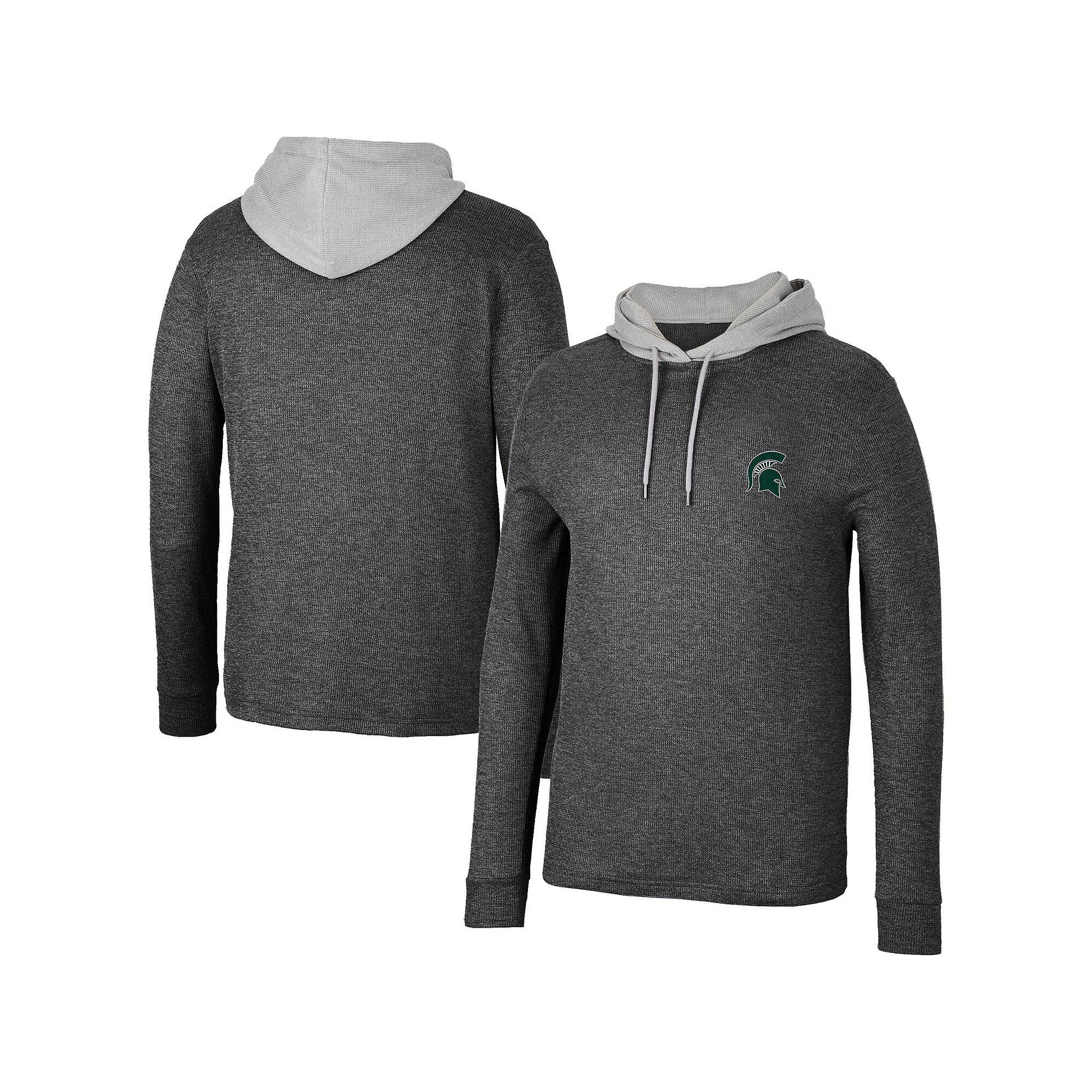 Mens Colosseum Black Michigan State Spartans Ballot Waffle-Knit Thermal Lo