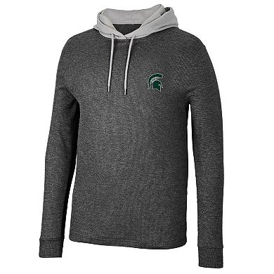 Men's Colosseum Black Michigan State Spartans Ballot Waffle-Knit Thermal Long Sleeve Hoodie T-Shirt