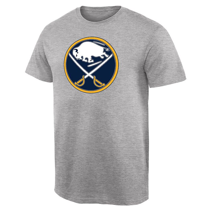 Mens Ash Buffalo Sabres Team Primary Logo T-Shirt, Size: 2XL, Grey