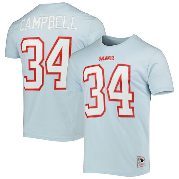 Men's Mitchell & Ness Earl Campbell Light Blue Houston Oilers Retired Player Logo Name & Number 