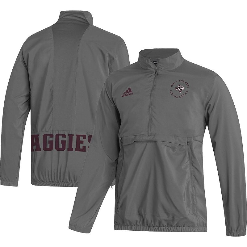 Mens adidas Gray Texas A&M Aggies AEROREADY Half-Zip Jacket, Size: Small, 