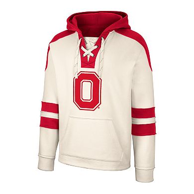 Men's Colosseum Cream Ohio State Buckeyes Lace-Up 4.0 Vintage Pullover Hoodie