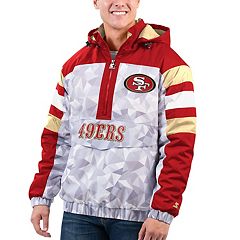 Men's San Francisco 49ers Mitchell & Ness Scarlet Faithful Surprise Win  Quarter-Zip Pullover Windbreaker Jacket