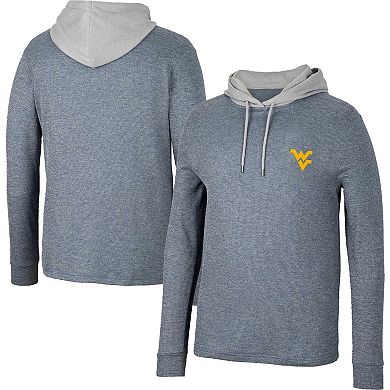 Men's Colosseum Navy West Virginia Mountaineers Ballot Waffle-Knit Thermal Long Sleeve Hoodie T-Shirt