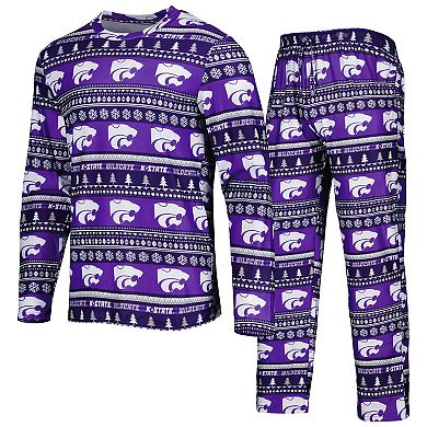 Men's Concepts Sport Purple Kansas State Wildcats Swivel Long Sleeve T-Shirt & Pants Sleep Set