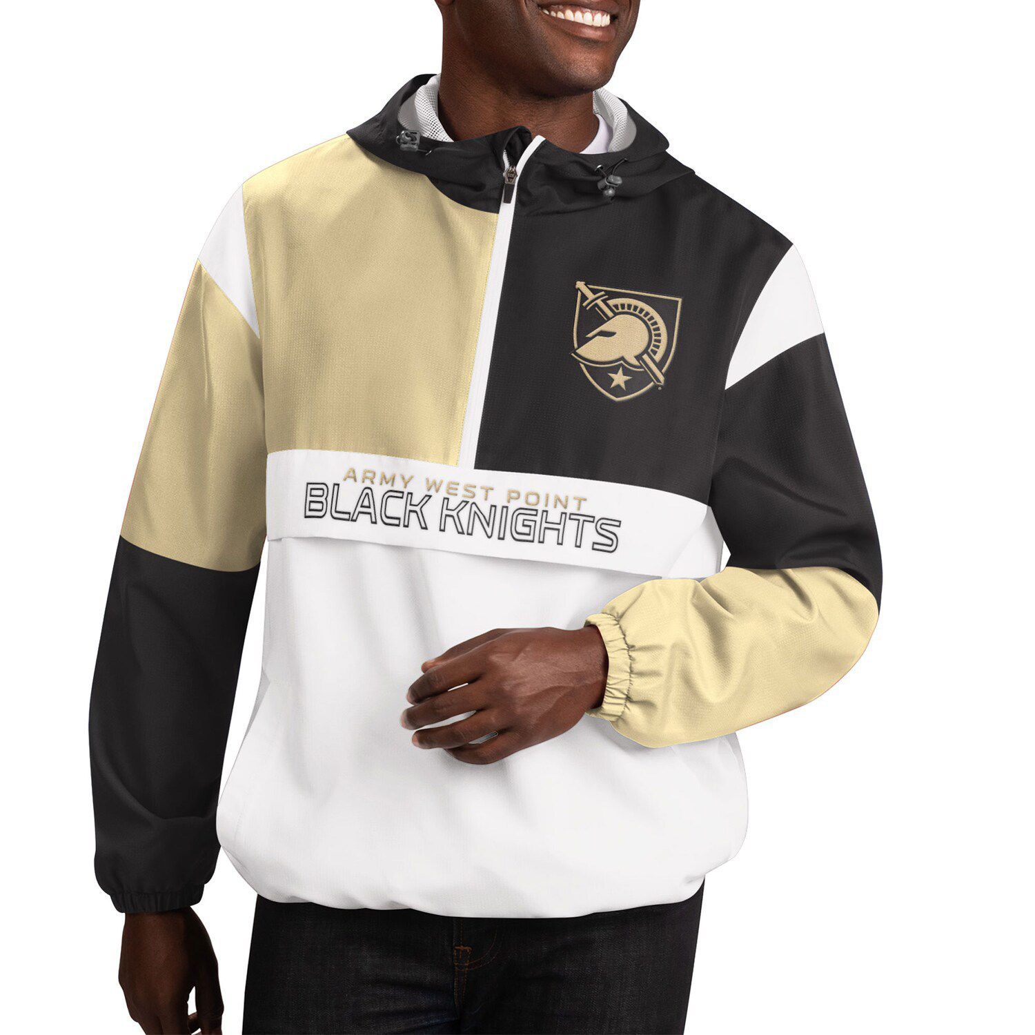 Men's G-III Sports by Carl Banks Black Army Knights Neutral Zone Raglan Full-Zip Track Jacket Hoodie Size: Small