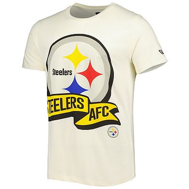 Men's New Era Cream Pittsburgh Steelers Sideline Chrome T-Shirt