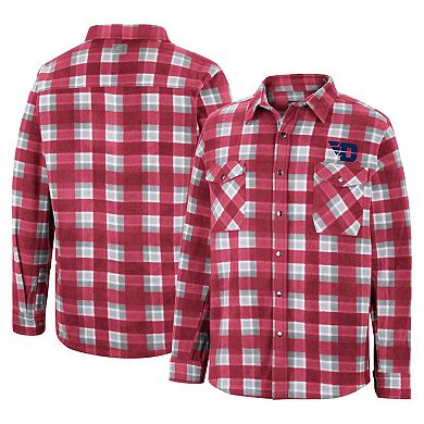 Men's Colosseum Red/White Dayton Flyers Ellis Plaid Full-Snap Shirt Jacket